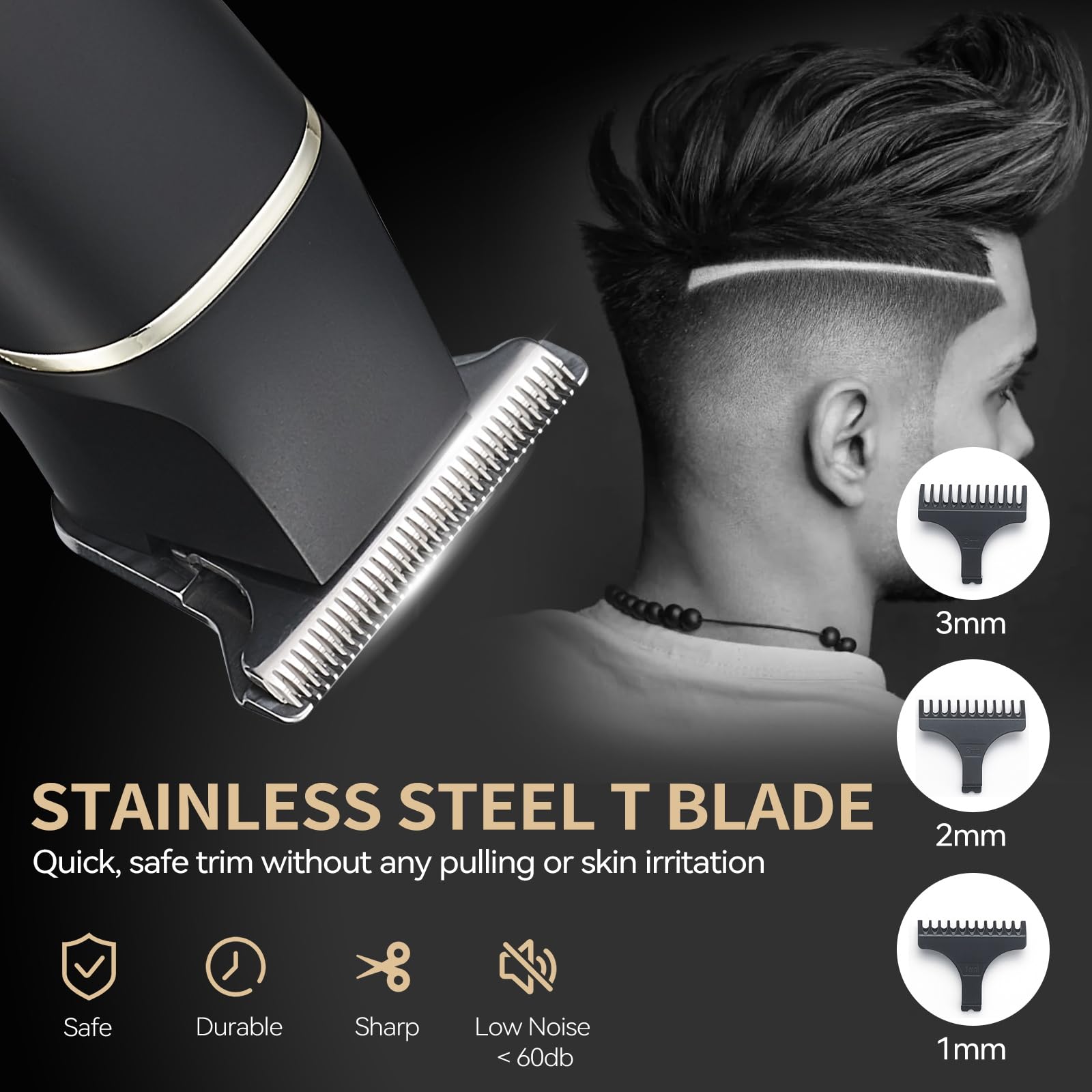 Professional Mens Hair Clippers Zero Gapped Cordless Hair Trimmer